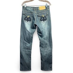 Y2K Bling Denim Jeans Size 5 6 Dereon Beyonce VTG Distressed Straight Skinny 90s